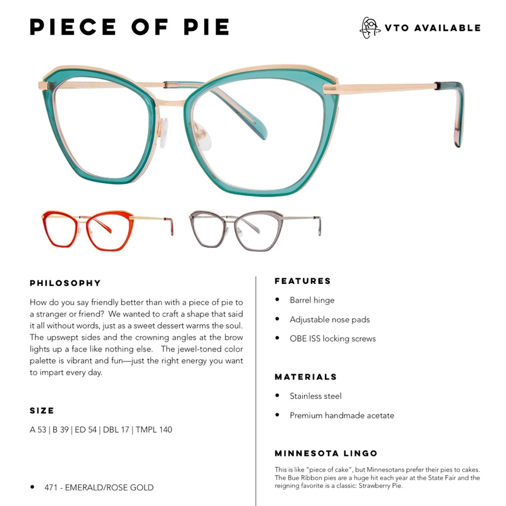 OGI Piece of pie eyeglasses 471 - EMERALD/ROSE GOLD
